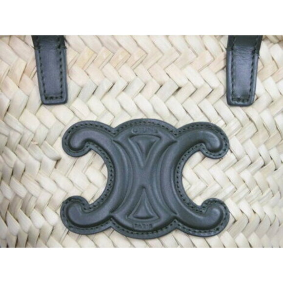 Celine Triomphe Bagnier Handbag Raffia Calfskin Basket Bag - Picture 5 of 8